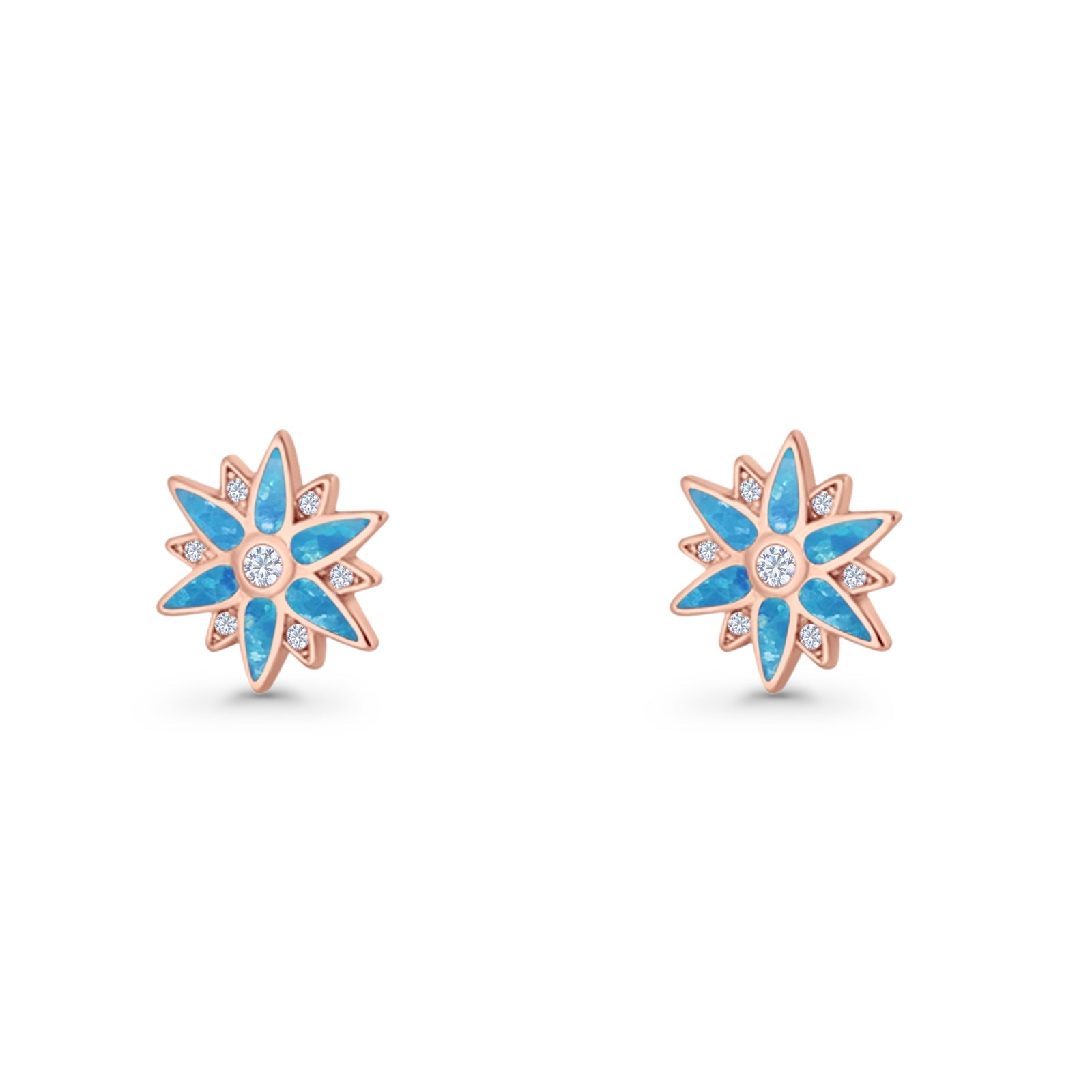 Flower Stud Earring 11mm Floral Lab Created Opal 925 Sterling Silver