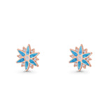 Flower Stud Earring 11mm Floral Lab Created Opal 925 Sterling Silver
