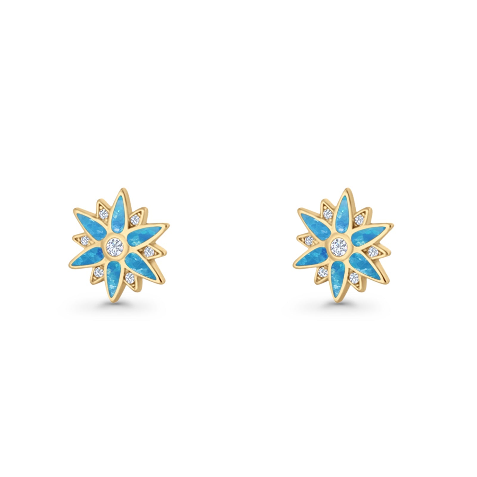 Flower Stud Earring 11mm Floral Lab Created Opal 925 Sterling Silver