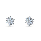 Flower Stud Earring 11mm Floral Lab Created Opal 925 Sterling Silver