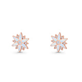 Flower Stud Earring 11mm Floral Lab Created Opal 925 Sterling Silver