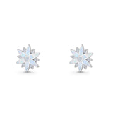 Flower Stud Earring 11mm Floral Lab Created Opal 925 Sterling Silver
