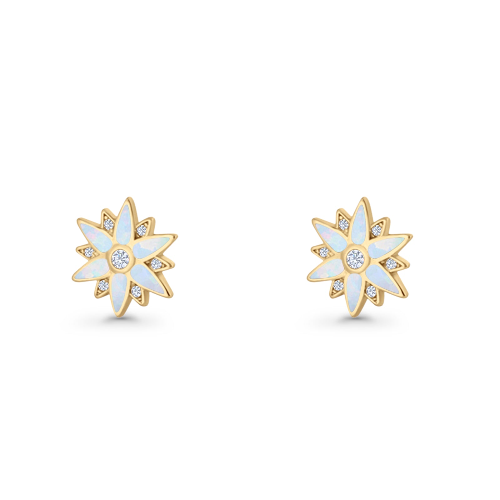 Flower Stud Earring 11mm Floral Lab Created Opal 925 Sterling Silver