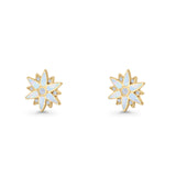 Flower Stud Earring 11mm Floral Lab Created Opal 925 Sterling Silver