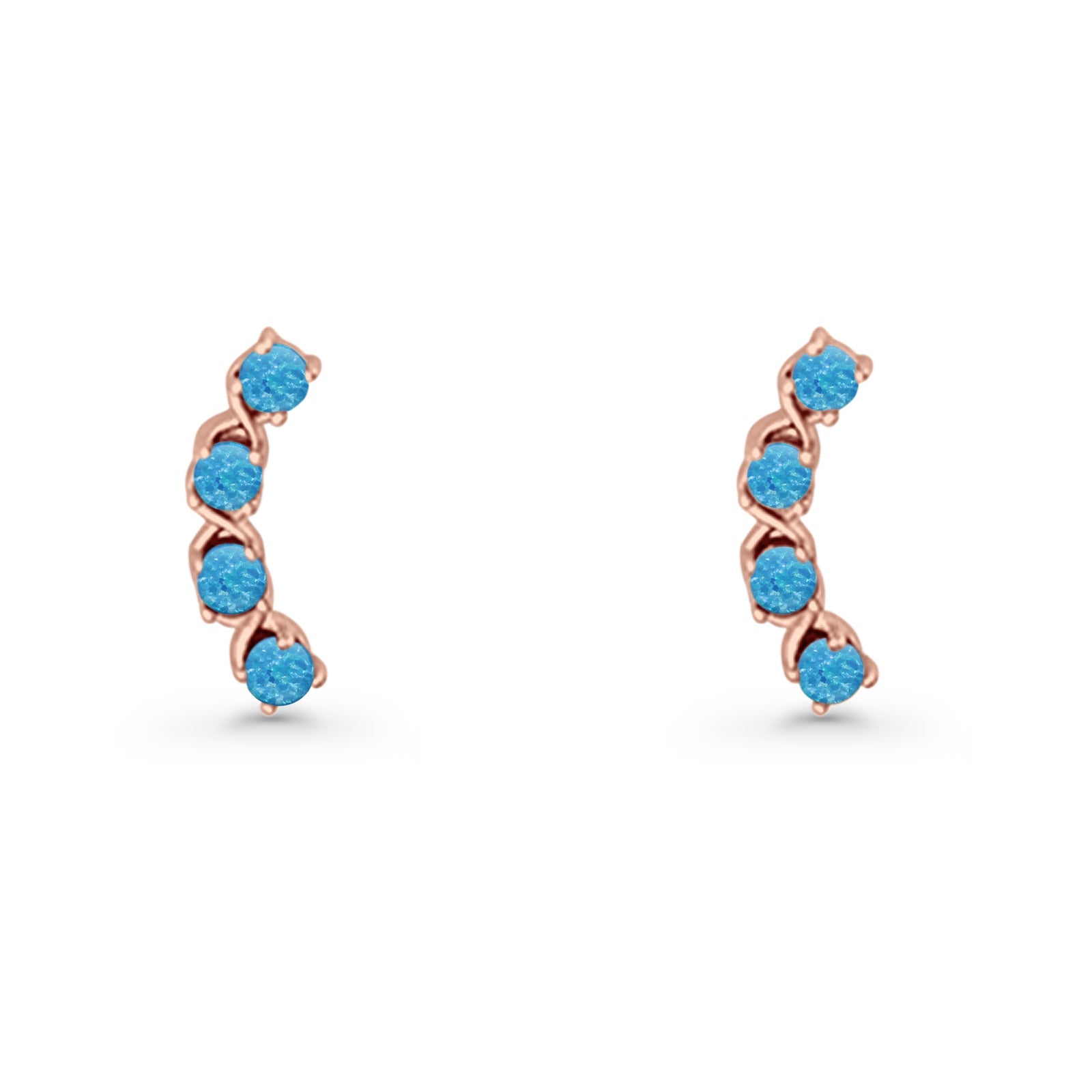 Round 11.6mm Lab Created Opal Climber Stud Earring 925 Sterling Silver