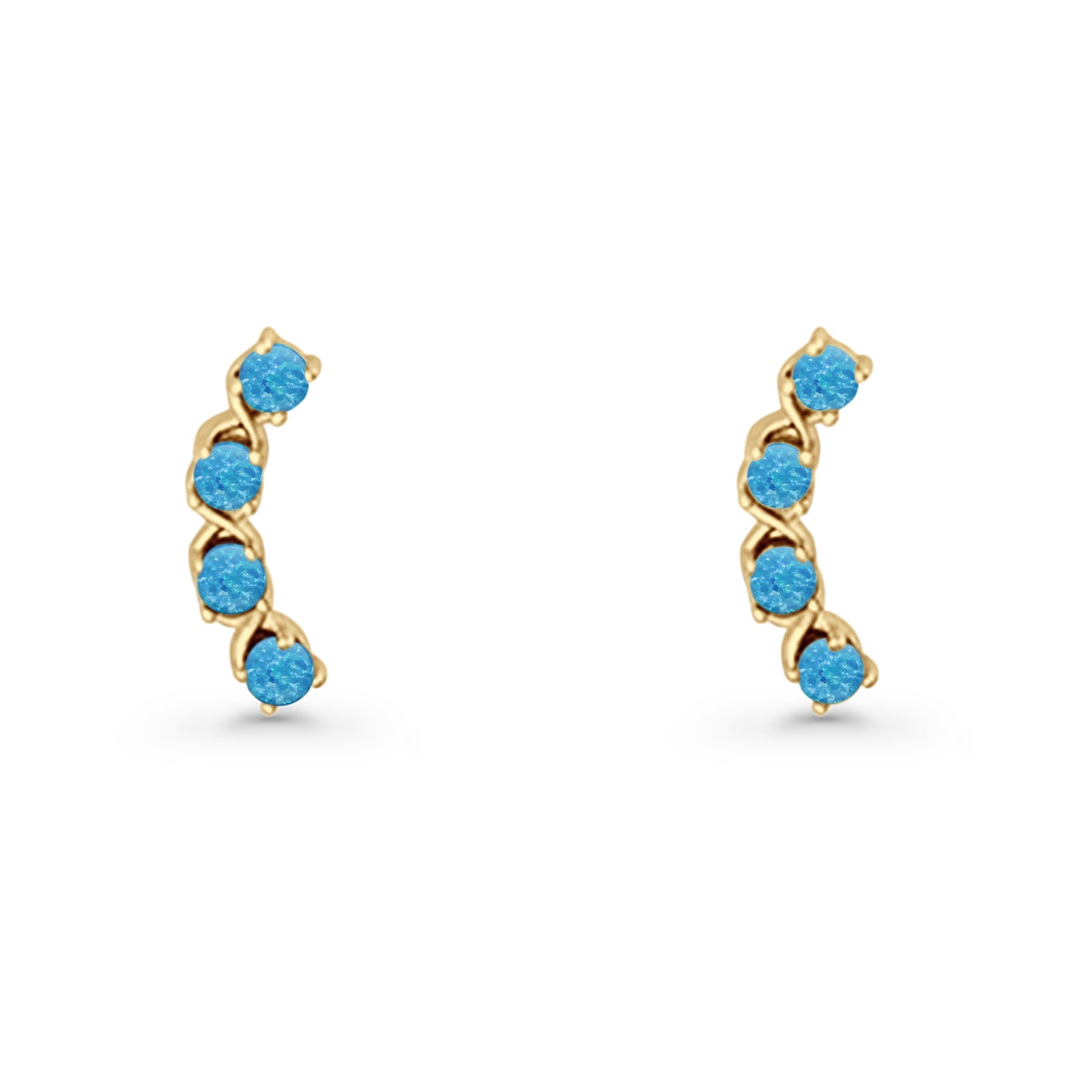 Round 11.6mm Lab Created Opal Climber Stud Earring 925 Sterling Silver