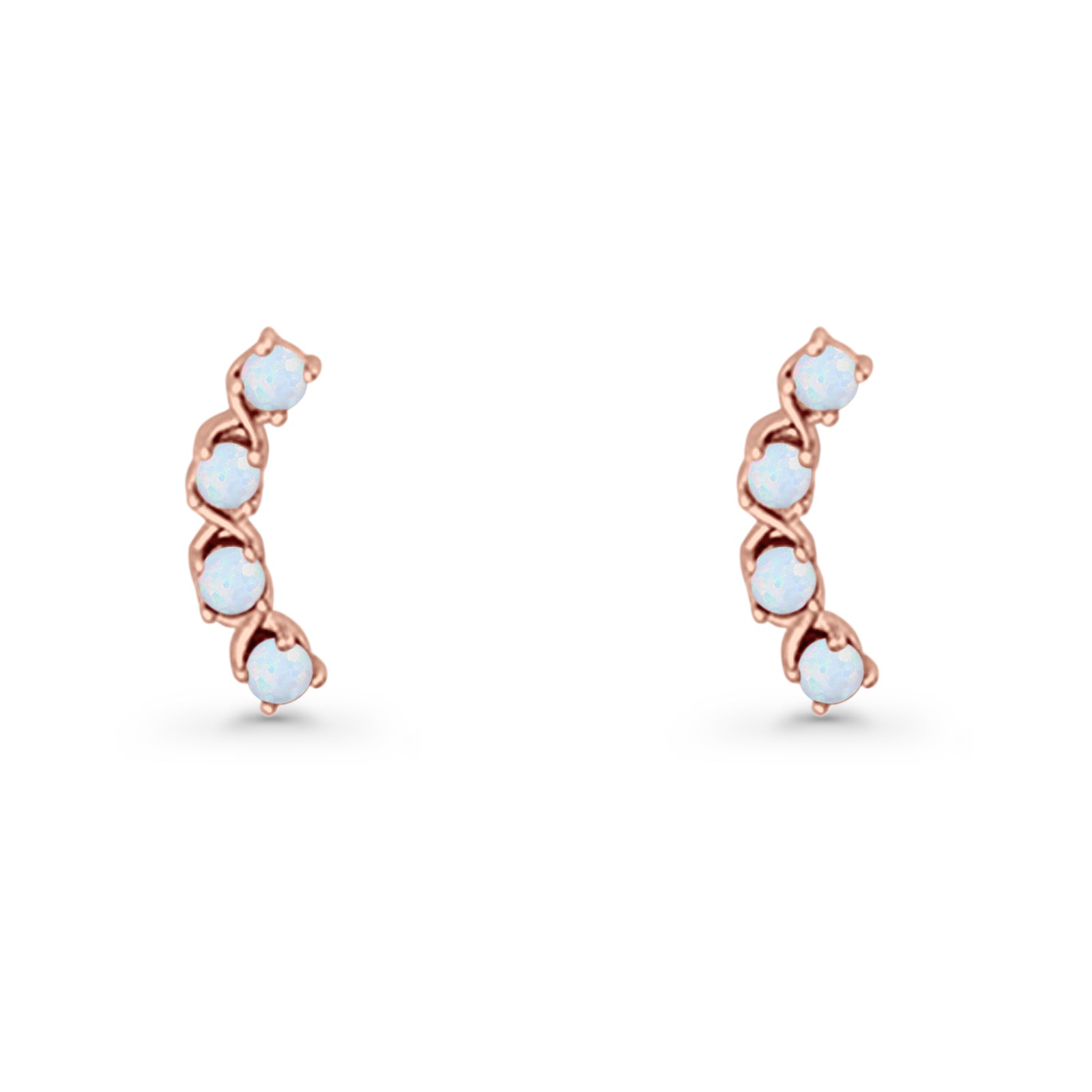 Round 11.6mm Lab Created Opal Climber Stud Earring 925 Sterling Silver