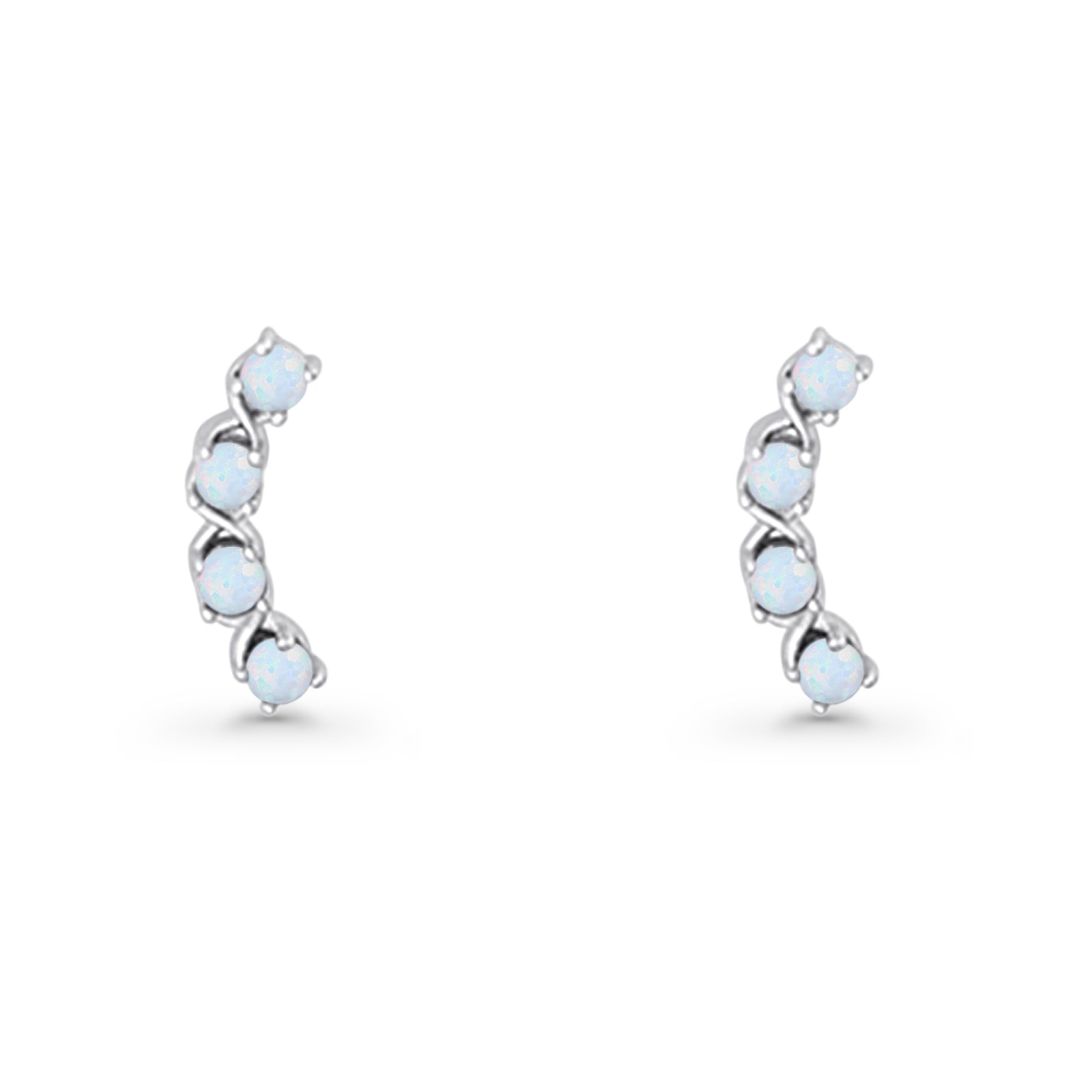 Round 11.6mm Lab Created Opal Climber Stud Earring 925 Sterling Silver