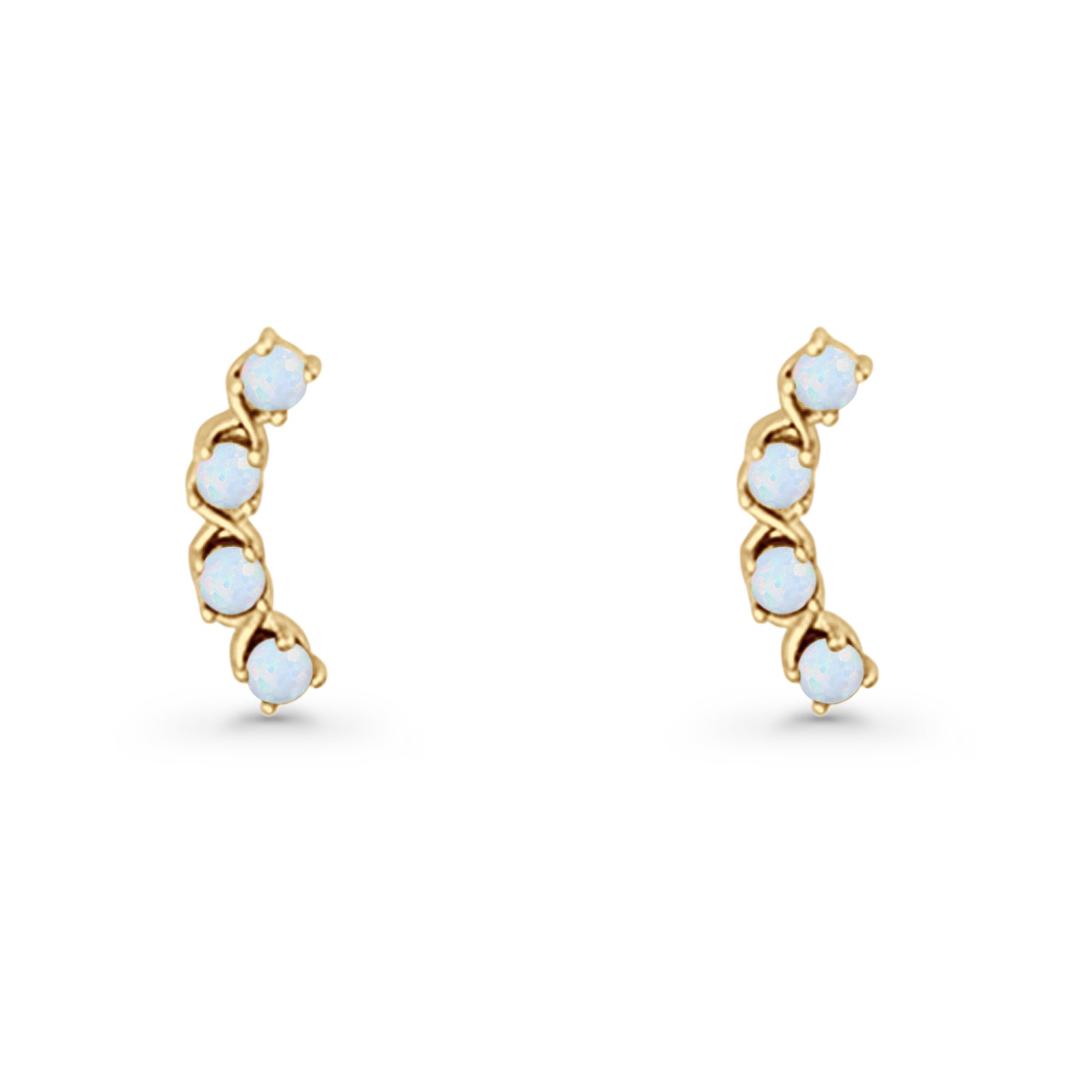 Round 11.6mm Lab Created Opal Climber Stud Earring 925 Sterling Silver