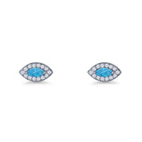 Marquise Halo Evil Eye Stud Earring Lab Created Opal 925 Sterling Silver