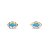 Marquise Halo Evil Eye Stud Earring Lab Created Opal 925 Sterling Silver