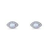 Marquise Halo Evil Eye Stud Earring Lab Created Opal 925 Sterling Silver
