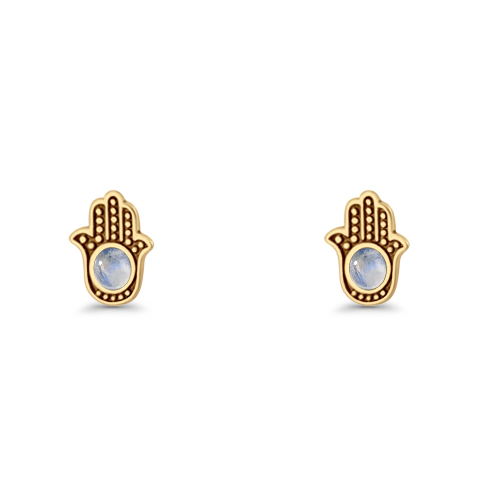 Round 9mm Lab Created Opal Hand Of Hamsa Stud Earring Oxidized 925 Sterling Silver