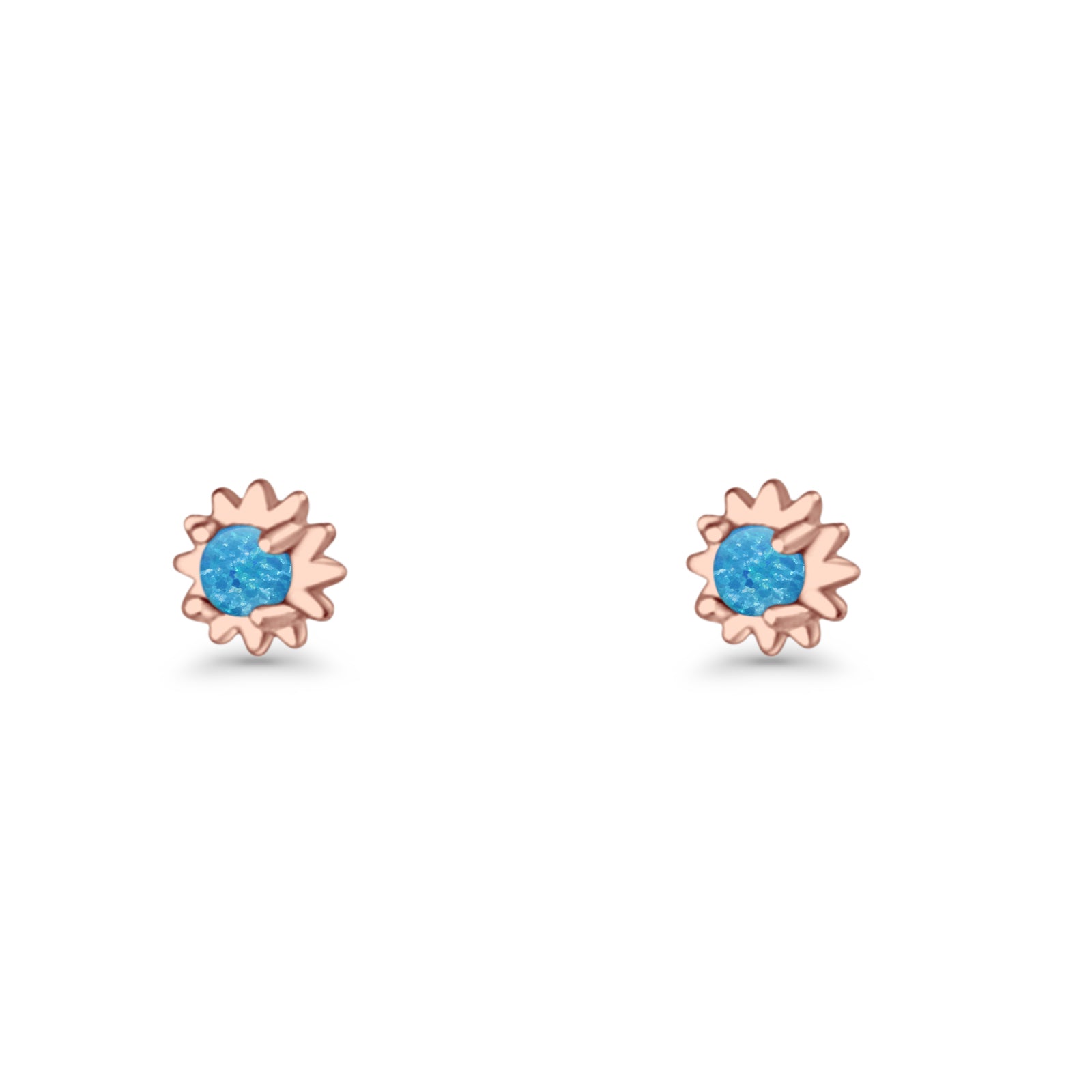 Round 3.9mm Lab Created Opal Flower Stud Earring 925 Sterling Silver