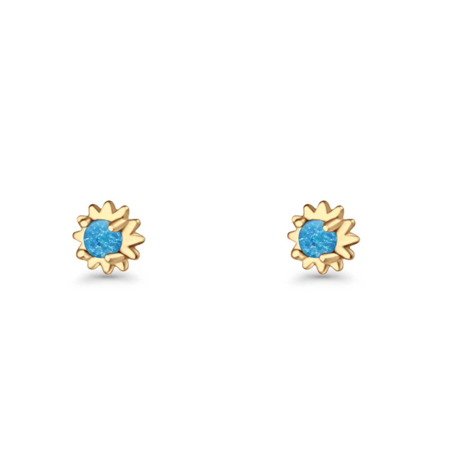 Round 3.9mm Lab Created Opal Flower Stud Earring 925 Sterling Silver