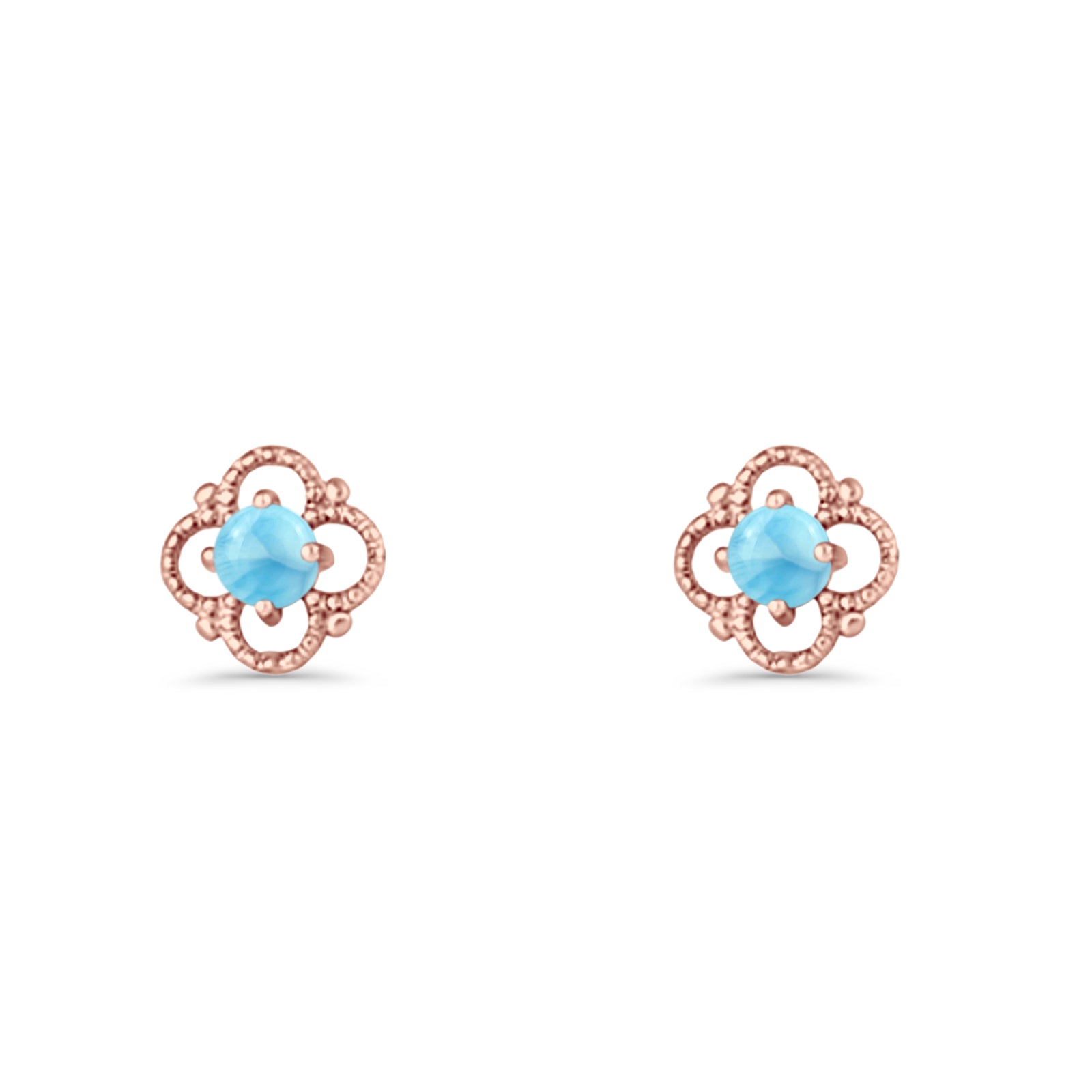 Round 6.5mm Lab Created Opal Four Leaf Clover Stud Earring 925 Sterling Silver