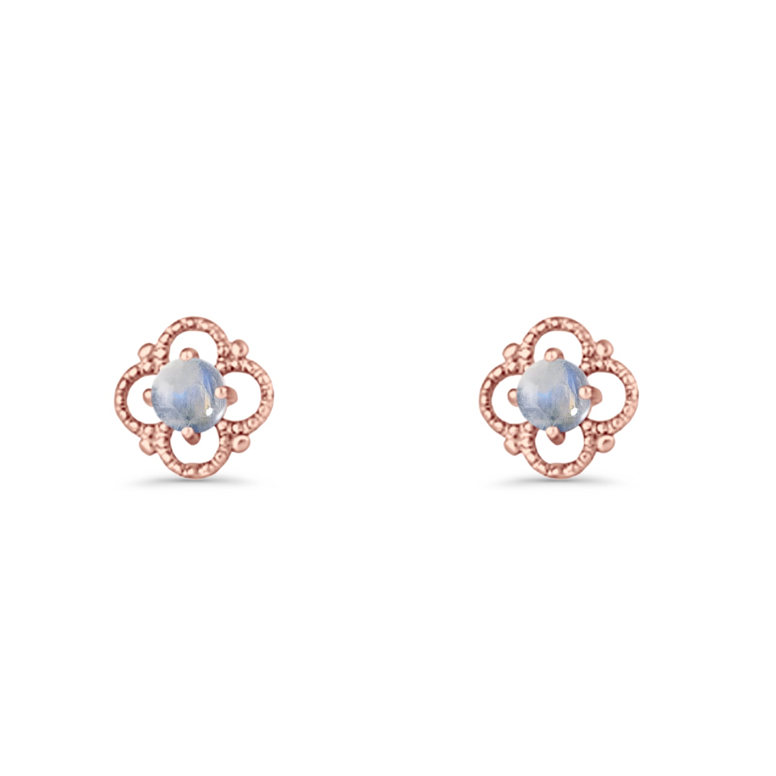 Round 6.5mm Lab Created Opal Four Leaf Clover Stud Earring 925 Sterling Silver