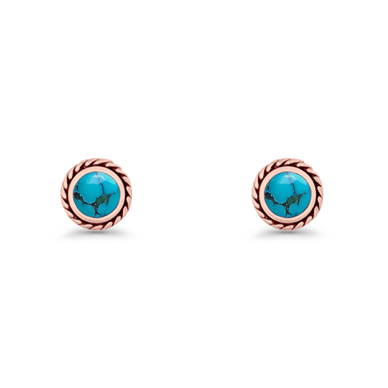 Round Twisted Rope Stud Earring Lab Created Opal 925 Sterling Silver