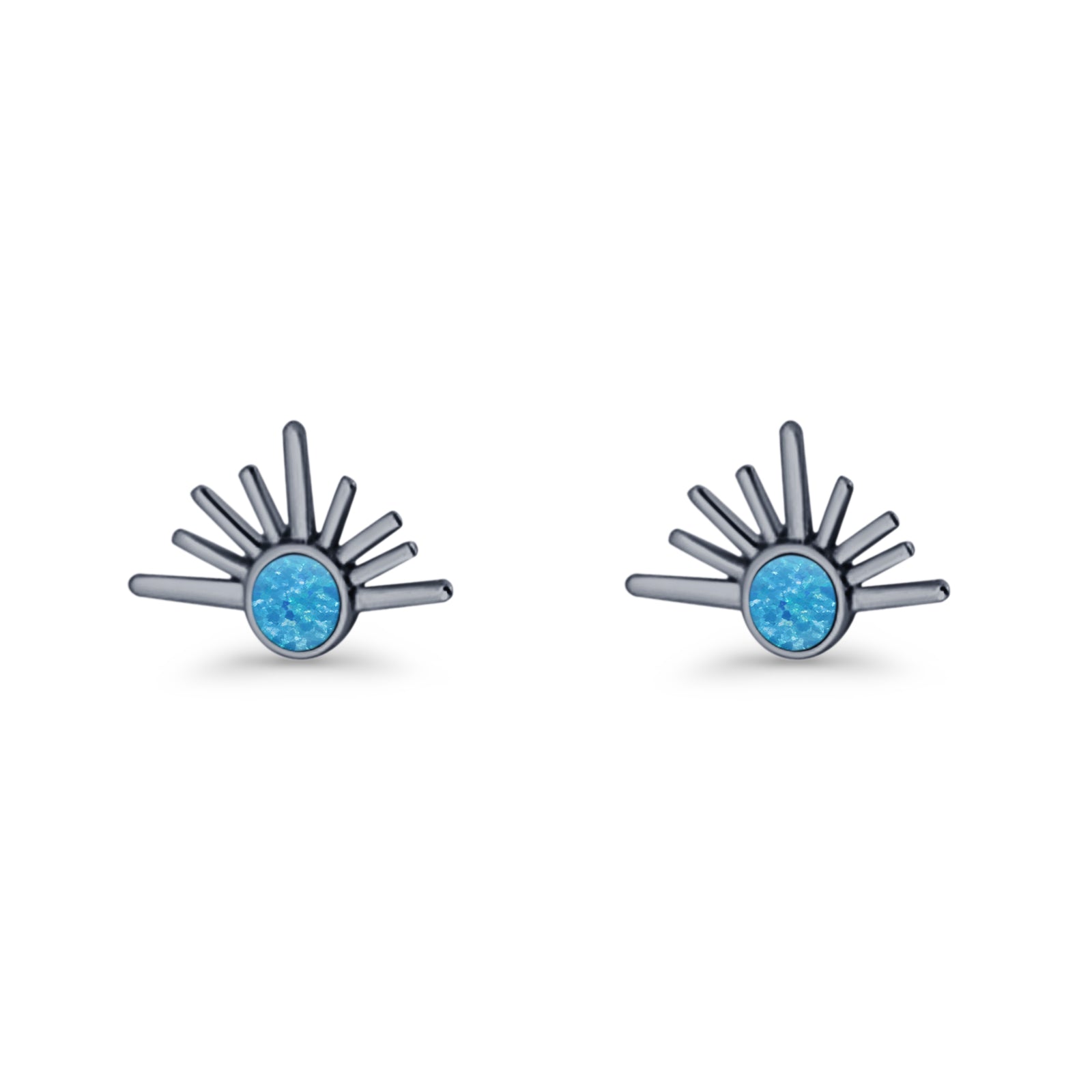 Round 7.5mm Sunset Stud Earring Lab Created Opal 925 Sterling Silver