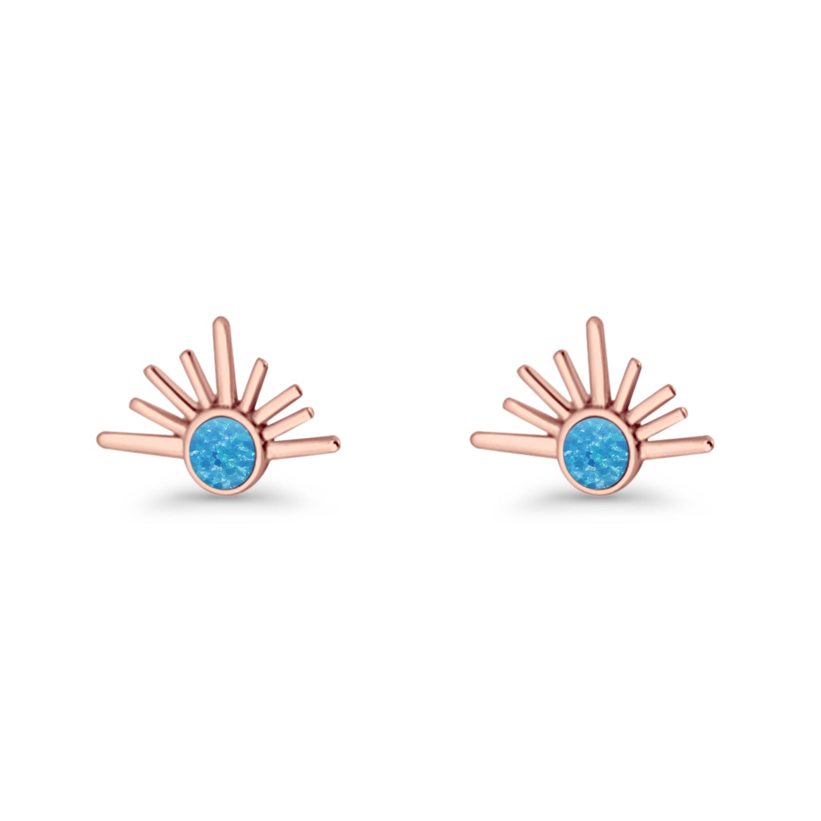 Round 7.5mm Sunset Stud Earring Lab Created Opal 925 Sterling Silver