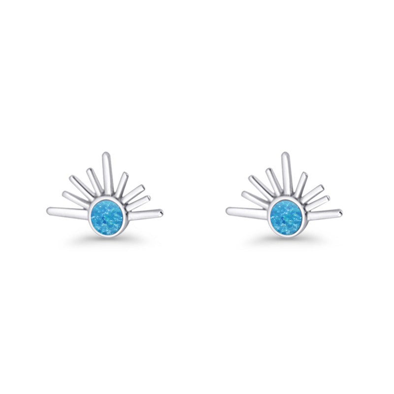 Round 7.5mm Sunset Stud Earring Lab Created Opal 925 Sterling Silver