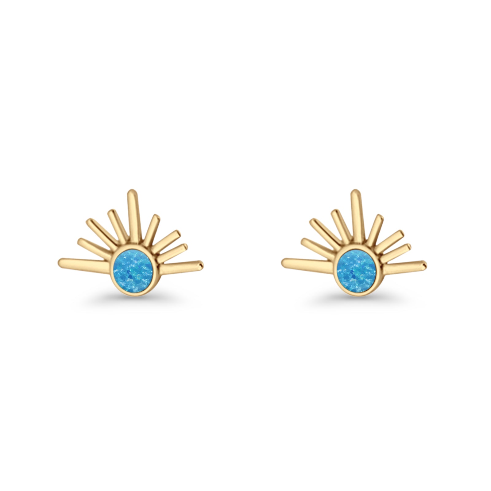 Round 7.5mm Sunset Stud Earring Lab Created Opal 925 Sterling Silver