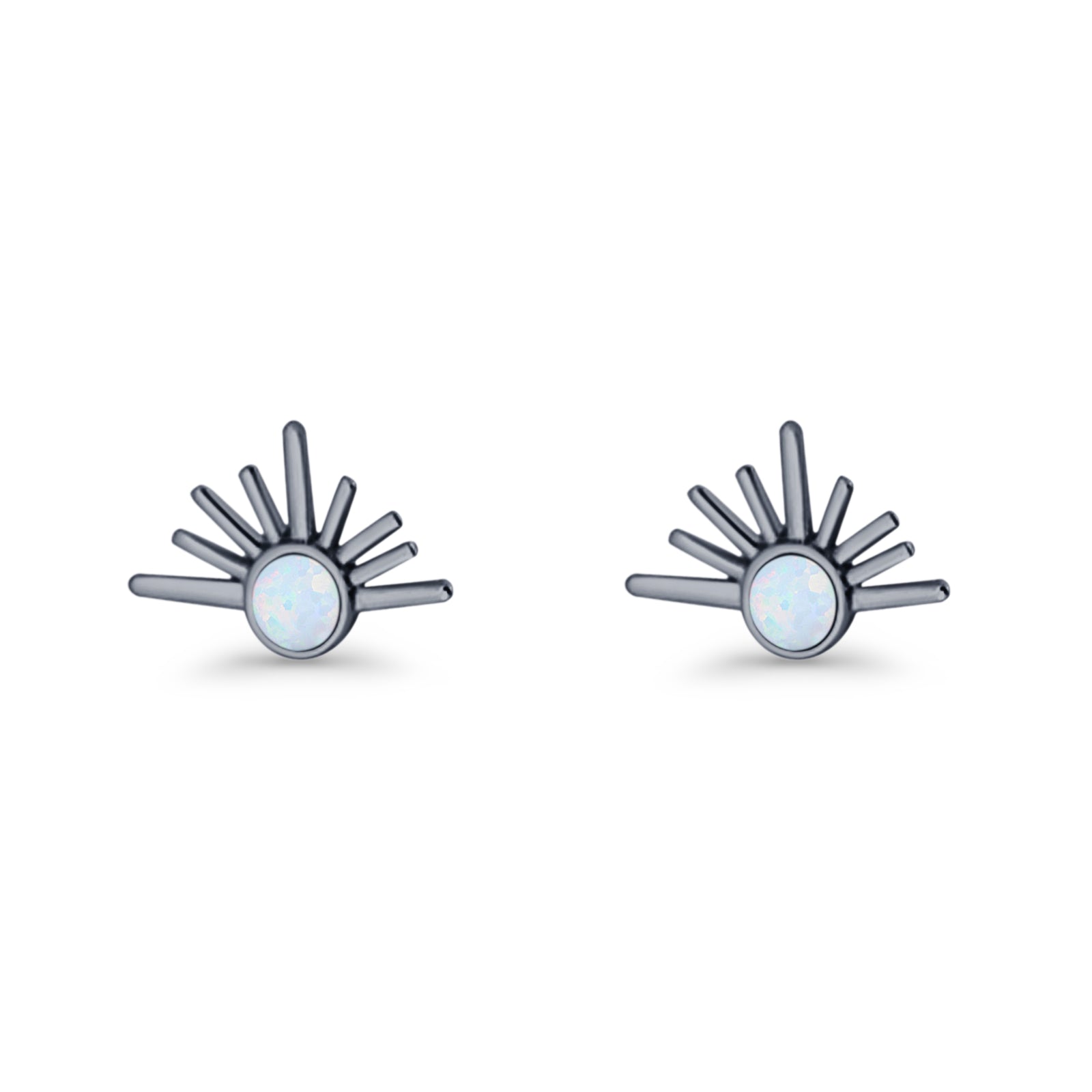 Round 7.5mm Sunset Stud Earring Lab Created Opal 925 Sterling Silver