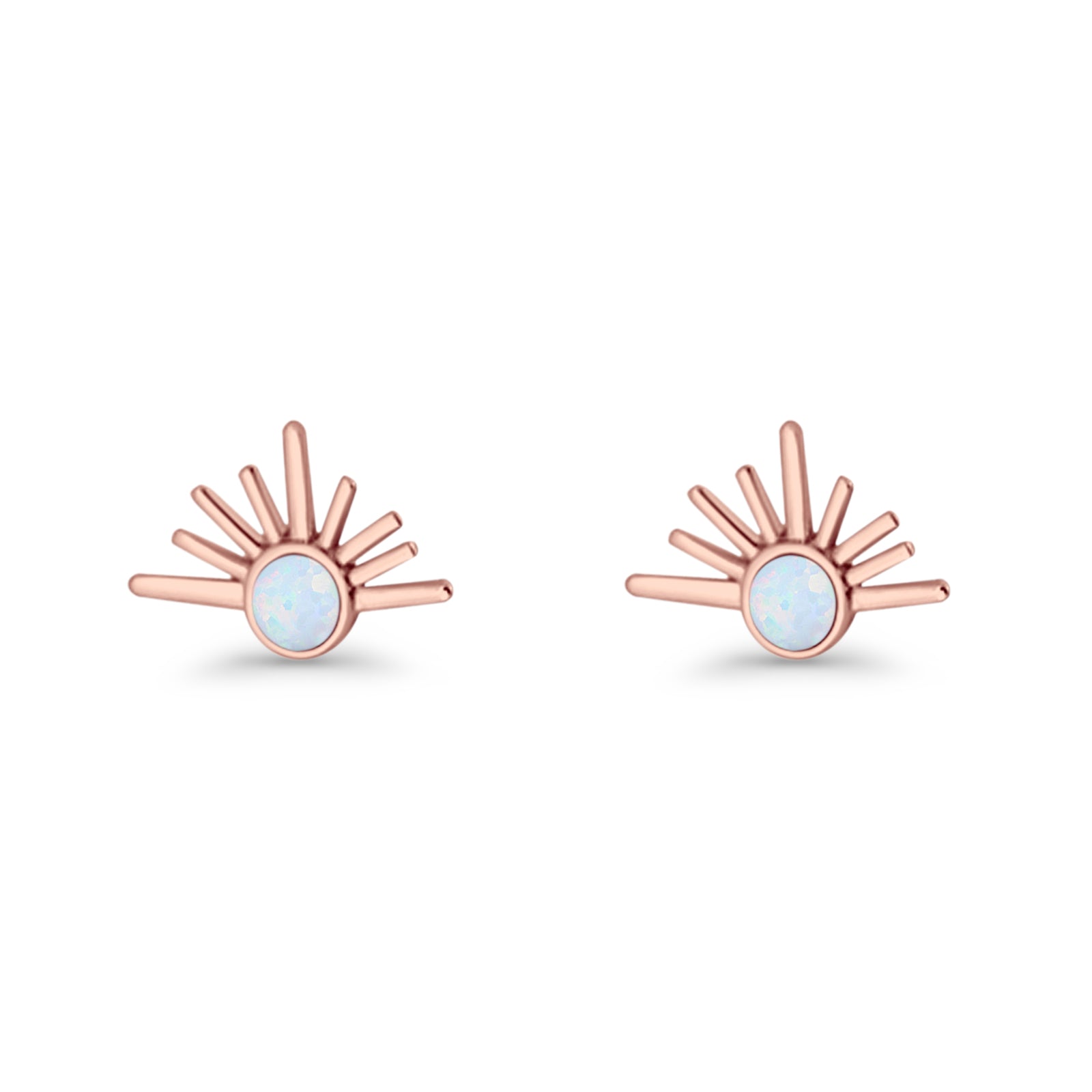 Round 7.5mm Sunset Stud Earring Lab Created Opal 925 Sterling Silver