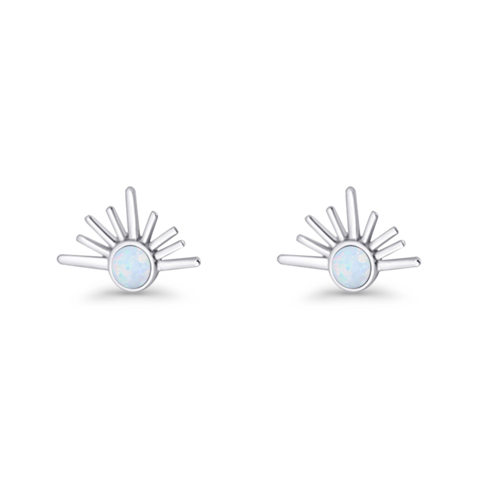 Round 7.5mm Sunset Stud Earring Lab Created Opal 925 Sterling Silver