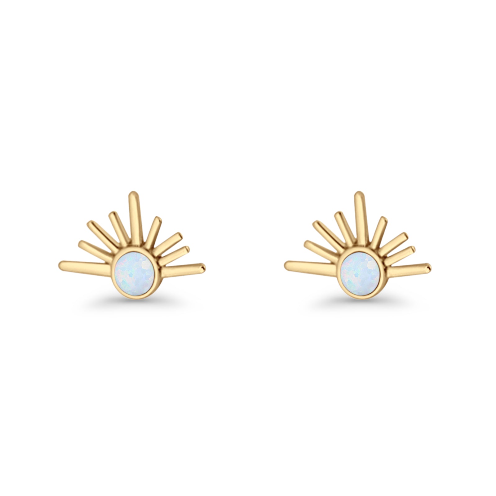Round 7.5mm Sunset Stud Earring Lab Created Opal 925 Sterling Silver