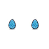 Pear Teardrop Stud Earring 7mm Lab Created Opal 925 Sterling Silver