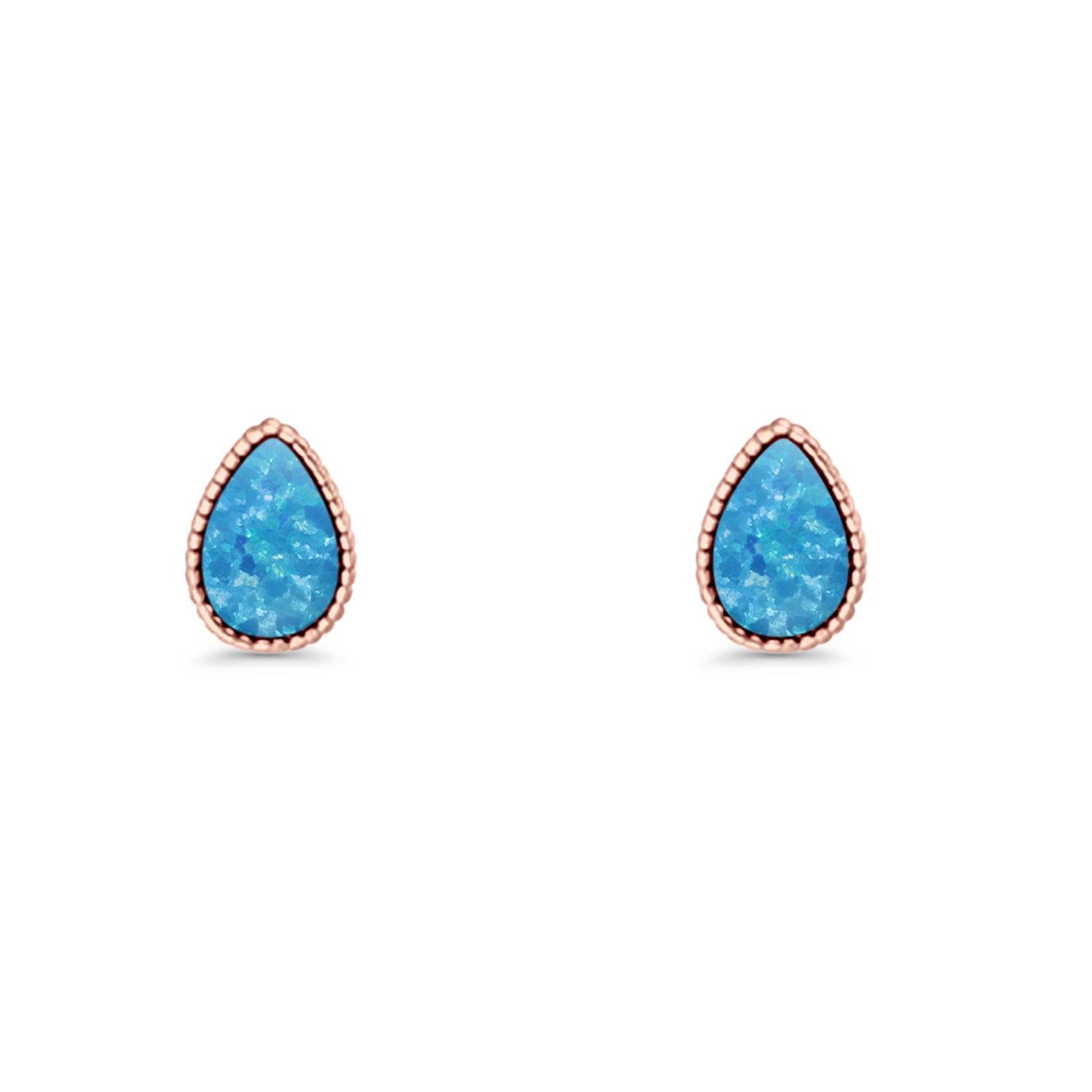 Pear Teardrop Stud Earring 7mm Lab Created Opal 925 Sterling Silver