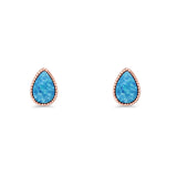 Pear Teardrop Stud Earring 7mm Lab Created Opal 925 Sterling Silver