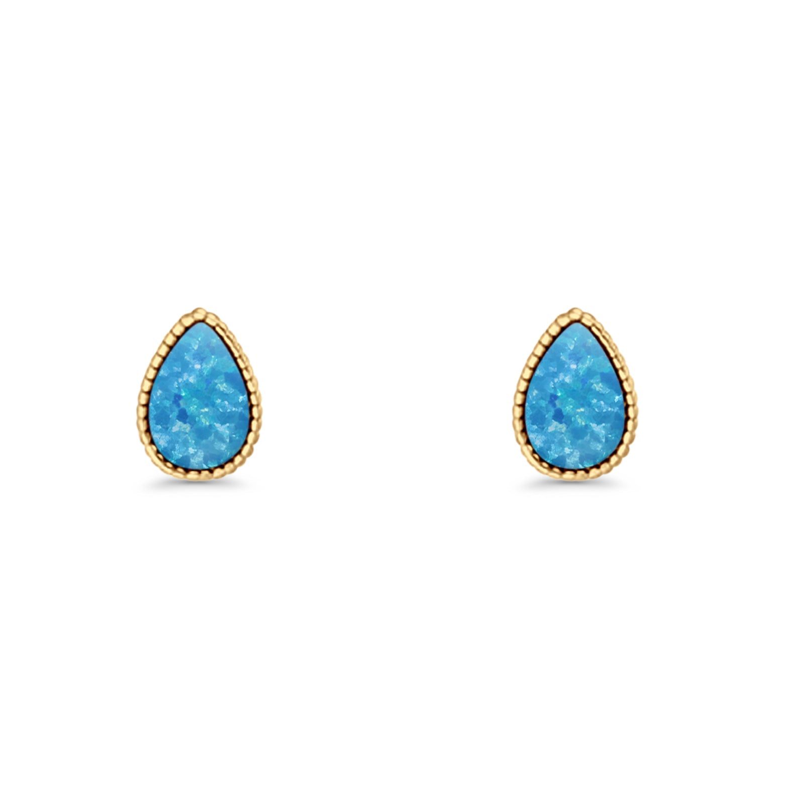 Pear Teardrop Stud Earring 7mm Lab Created Opal 925 Sterling Silver
