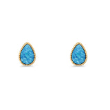 Pear Teardrop Stud Earring 7mm Lab Created Opal 925 Sterling Silver