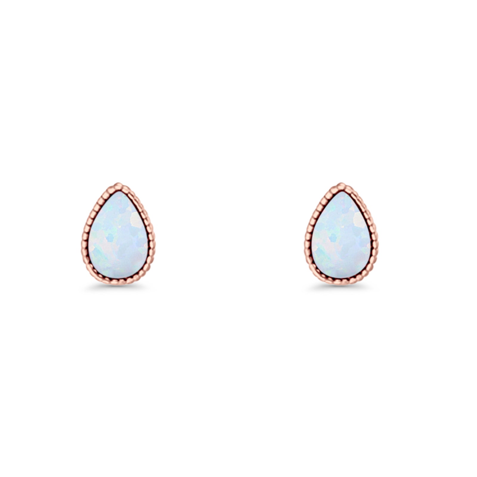 Pear Teardrop Stud Earring 7mm Lab Created Opal 925 Sterling Silver
