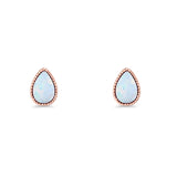 Pear Teardrop Stud Earring 7mm Lab Created Opal 925 Sterling Silver