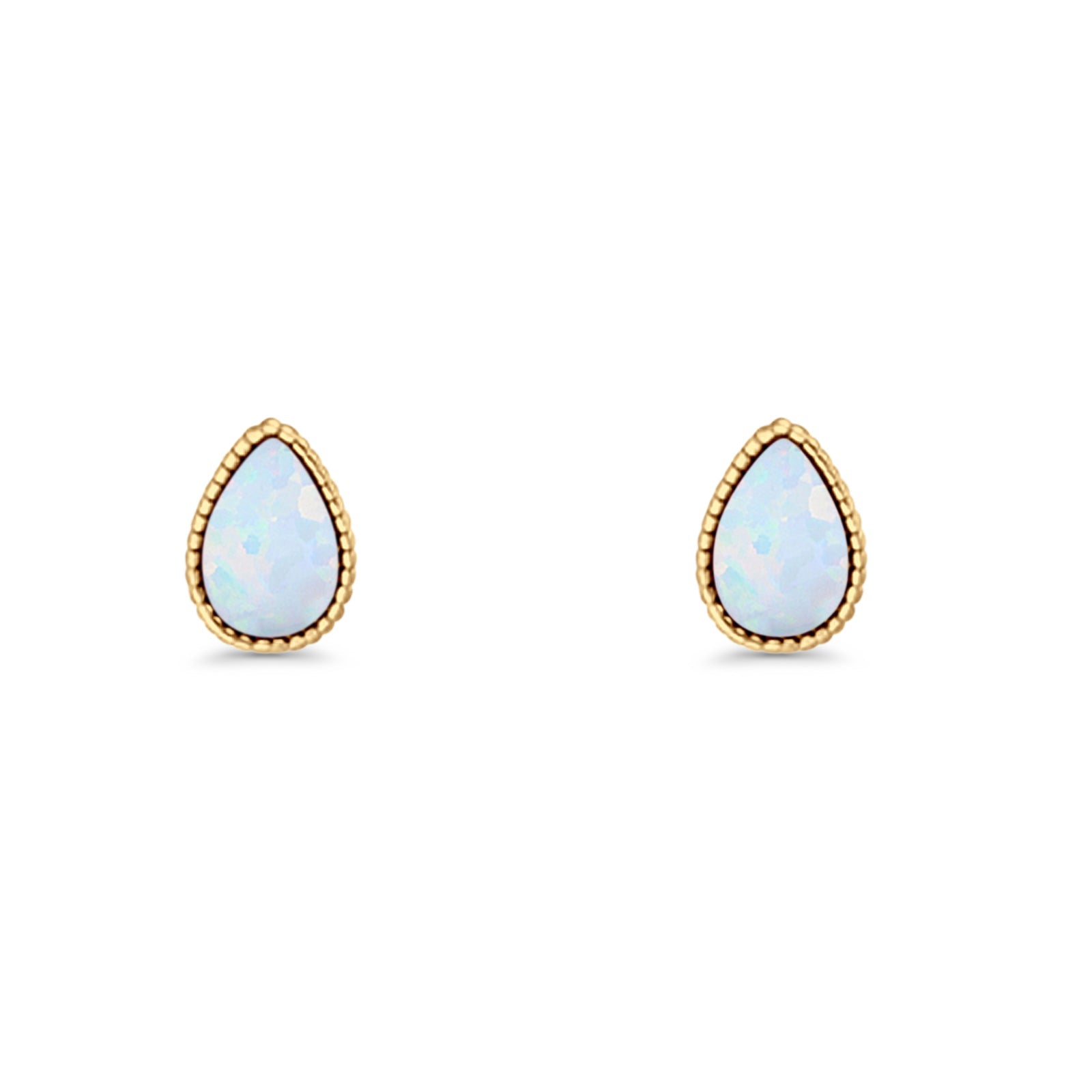 Pear Teardrop Stud Earring 7mm Lab Created Opal 925 Sterling Silver