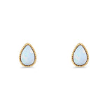 Pear Teardrop Stud Earring 7mm Lab Created Opal 925 Sterling Silver