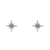 Minimalist 9.6mm Star Stud Earring Lab Created Opal 925 Sterling Silver