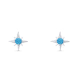Minimalist 9.6mm Star Stud Earring Lab Created Opal 925 Sterling Silver