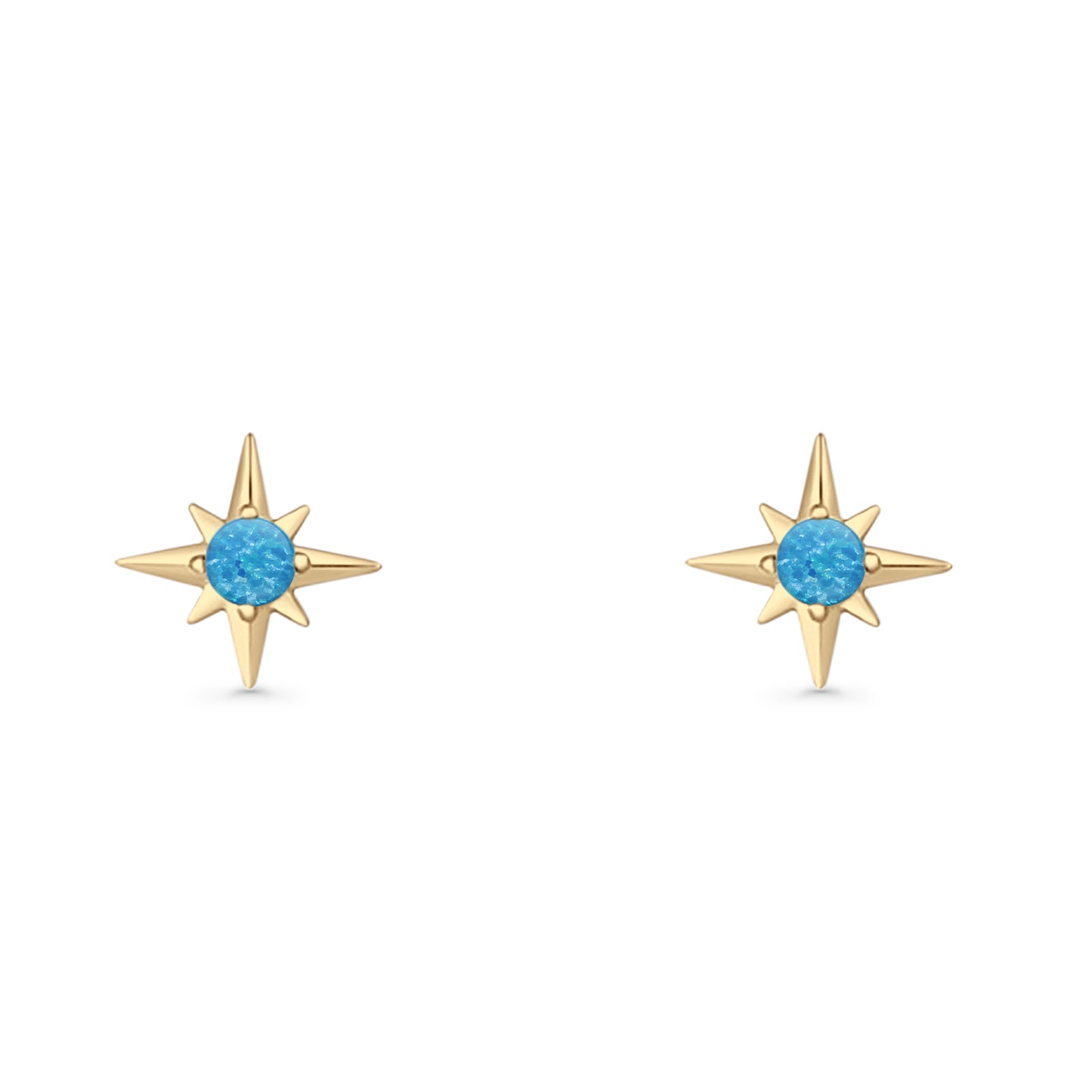 Minimalist 9.6mm Star Stud Earring Lab Created Opal 925 Sterling Silver