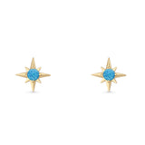 Minimalist 9.6mm Star Stud Earring Lab Created Opal 925 Sterling Silver