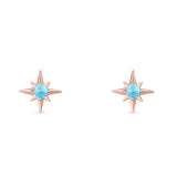Minimalist 9.6mm Star Stud Earring Lab Created Opal 925 Sterling Silver