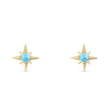 Minimalist 9.6mm Star Stud Earring Lab Created Opal 925 Sterling Silver