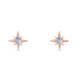 Minimalist 9.6mm Star Stud Earring Lab Created Opal 925 Sterling Silver