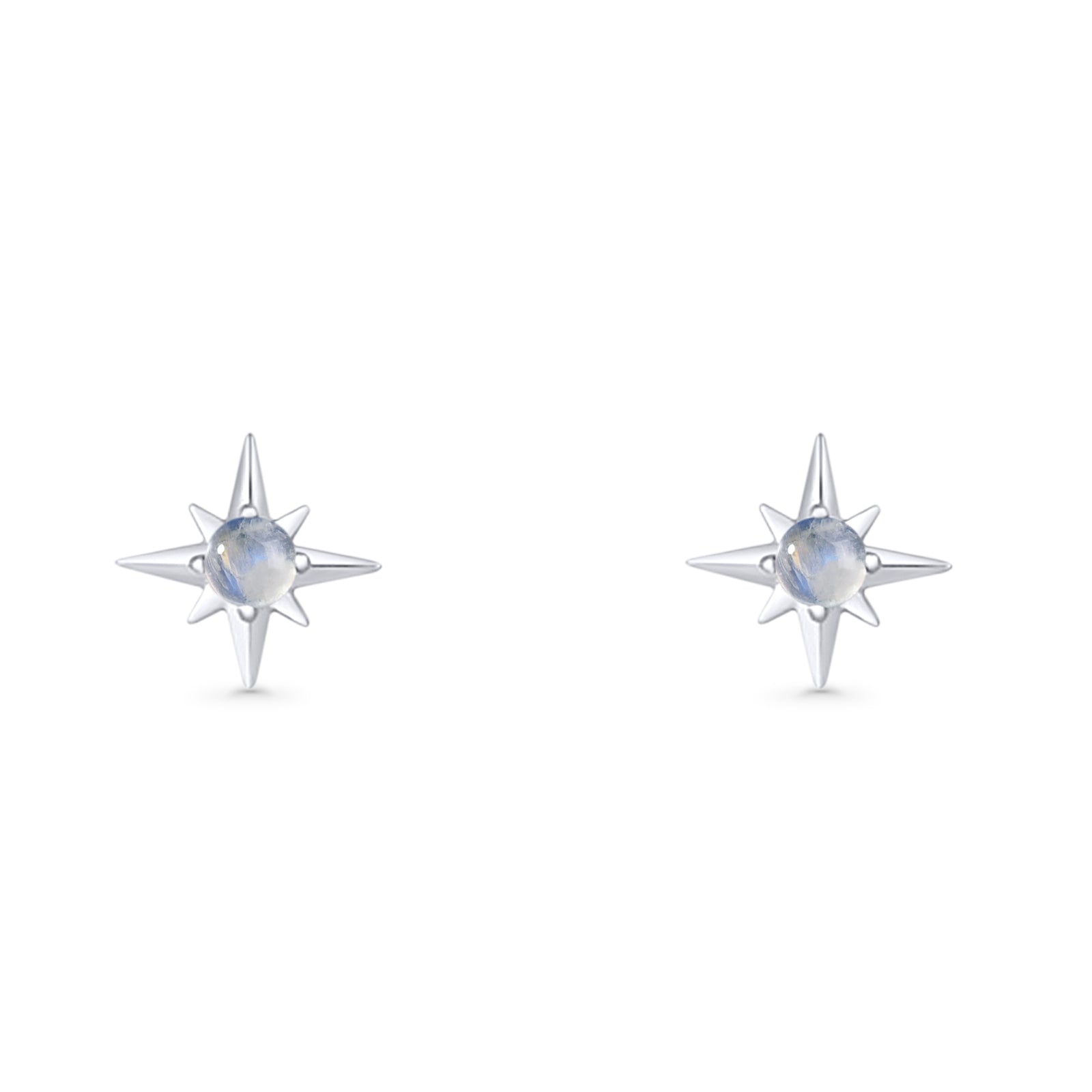 Minimalist 9.6mm Star Stud Earring Lab Created Opal 925 Sterling Silver