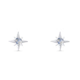 Minimalist 9.6mm Star Stud Earring Lab Created Opal 925 Sterling Silver