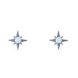 Minimalist 9.6mm Star Stud Earring Lab Created Opal 925 Sterling Silver