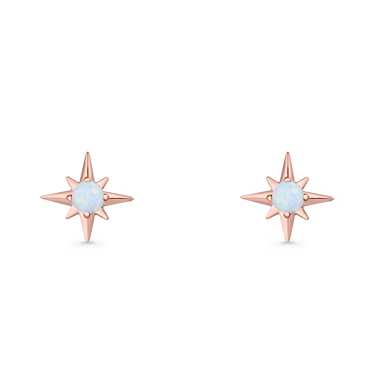 Minimalist 9.6mm Star Stud Earring Lab Created Opal 925 Sterling Silver